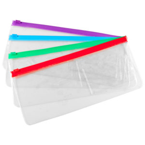 Sac transparent avec fermeture éclair colorée (48 ct)