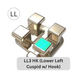 Traditional Slim Stainless Steel Bracket | LL3 HK (Lower Left Cuspid w/Hook)