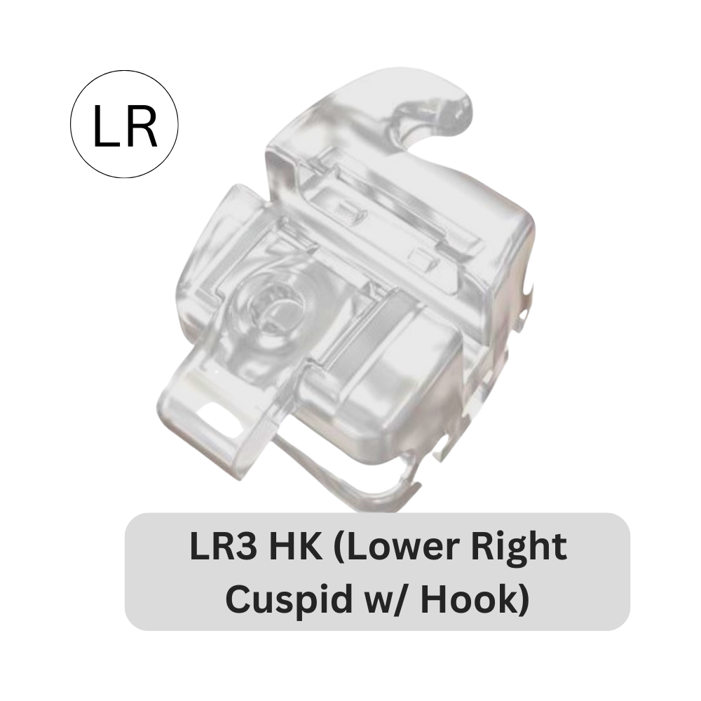 ORAPRO® Equation™ Self Ligating Aesthetic Bracket | LR3 HK (Lower Right Cuspid w/Hook)