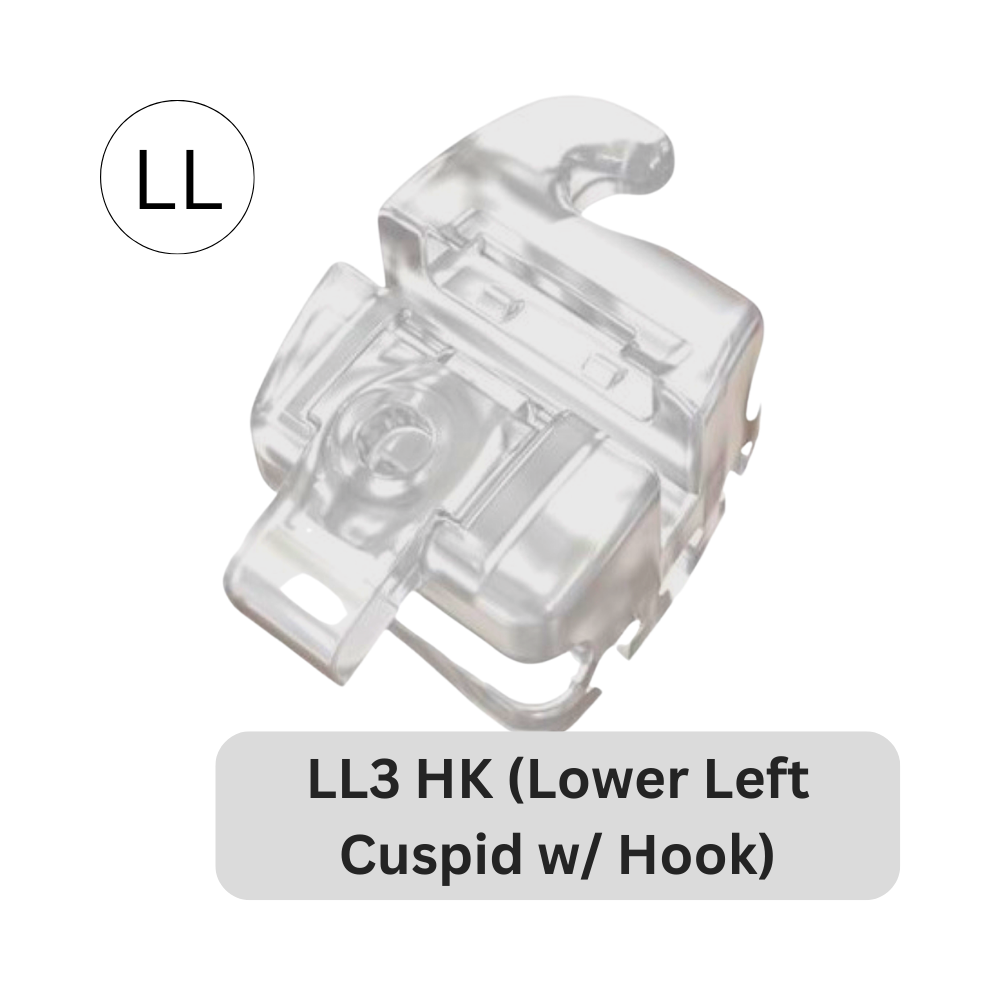ORAPRO® Equation™ Self Ligating Aesthetic Bracket | LL3 HK (Lower Left Cuspid w/Hook)