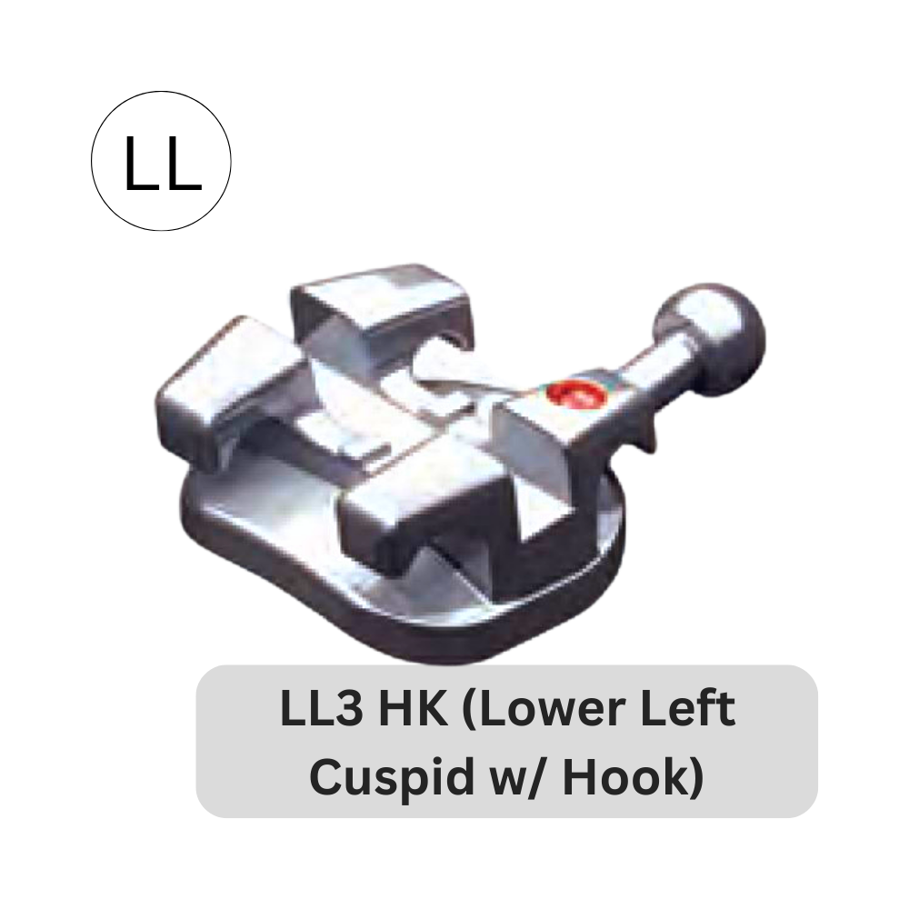 Investment Cast Brackets, Stainless Steel | LL3 HK (Lower Left Cuspid w/Hook)