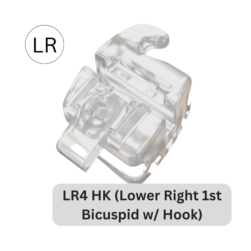 ORAPRO® Equation™ Self Ligating Aesthetic Bracket | LR4 HK (Lower Right 1st Bicuspid w/Hook)