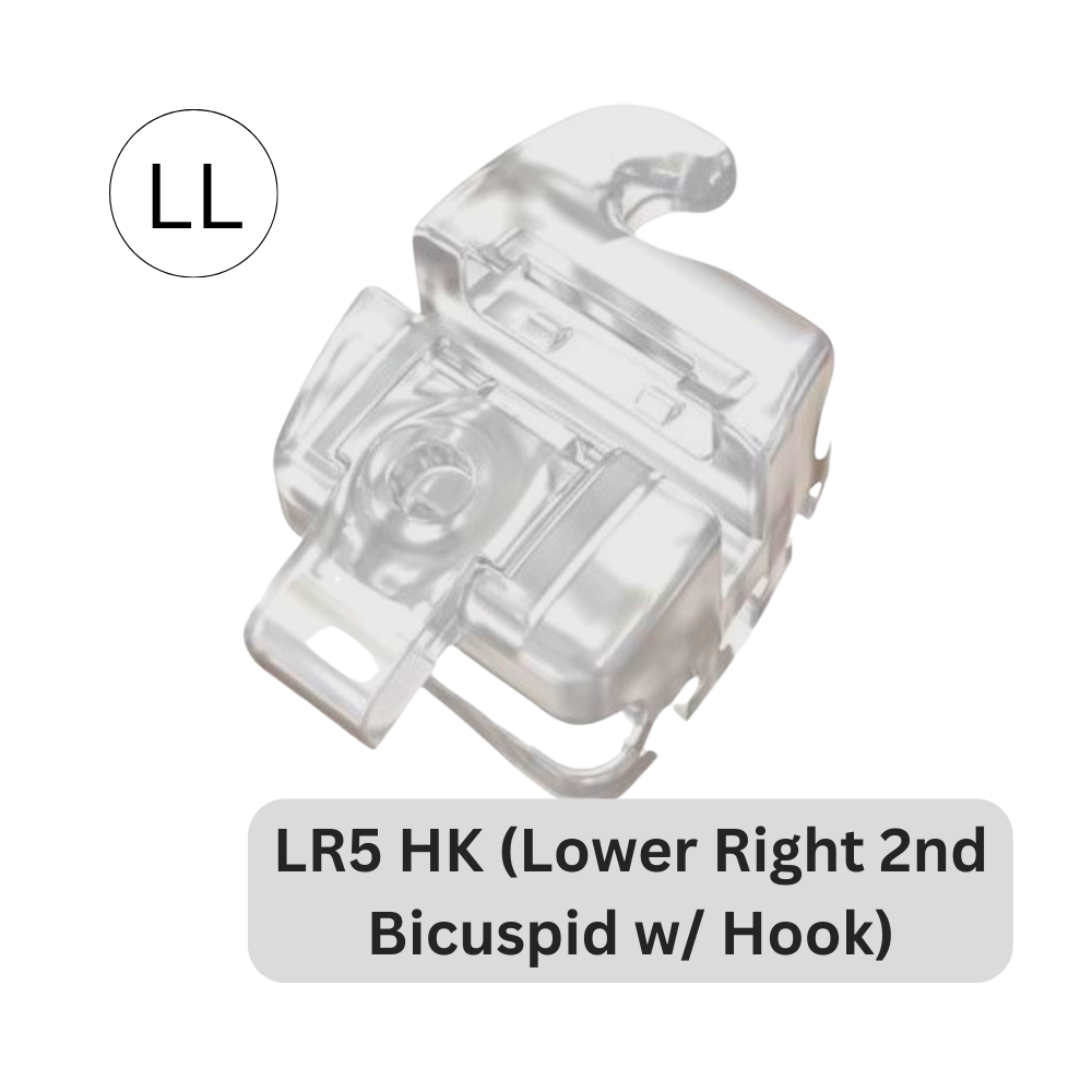 ORAPRO® Equation™ Self Ligating Aesthetic Bracket | LR5 HK (Lower Right 2nd Bicuspid w/Hook)