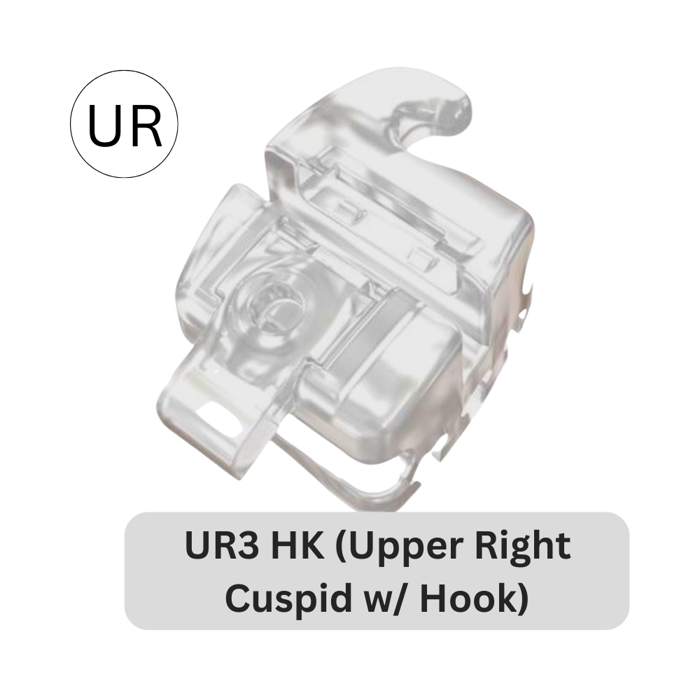ORAPRO® Equation™ Self Ligating Aesthetic Bracket | UR3 HK (Upper Right Cuspid w/Hook)