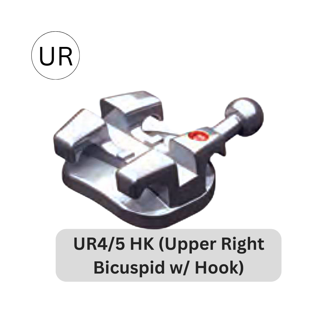 Investment Cast Brackets, Stainless Steel | UR4/5 HK (Upper Right Bicuspid w/Hook)